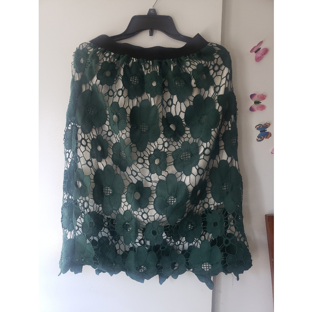 Green flower patterned skirt